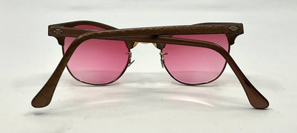 American Optical ArtCraft Vintage Browline Sunglasses 12K GF-Pink Gradient Lenses