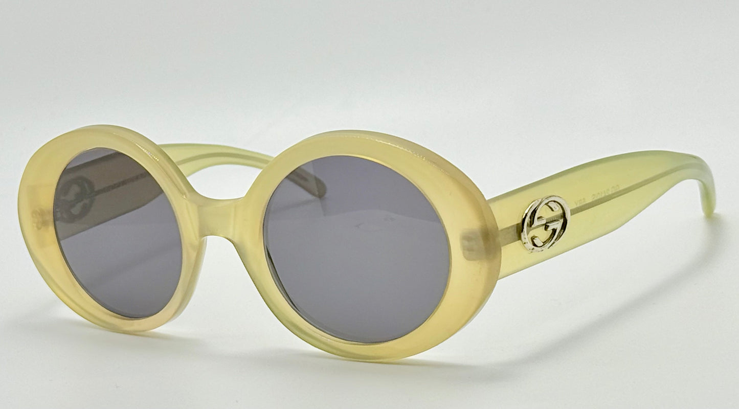 Vintage NOS Gucci GG2410/S 5BY Pale Yellow Round Sunglasses – Iconic 90s Revival