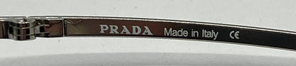 Prada VPR 76C Vintage Eyeglasses-Full Rim-Silver Orange Tips-Unworn-Made in Italy