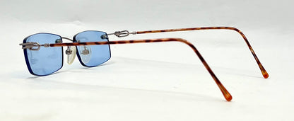 JBK 21.2 VINTAGE Rimless “Italian Design” Sunglasses – Light Blue Solid Lens-Unworn-45mm