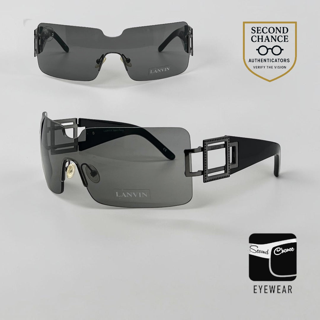Lanvin LV 2135 C01-Vintage Shield Sunglasses France Unworn Y2K-Rare