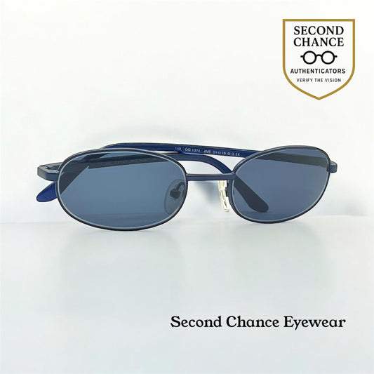 Gucci GG1374 6VE Y2K VINTAGE Oval Sunglasses-New Solid Blue Custom Lenses