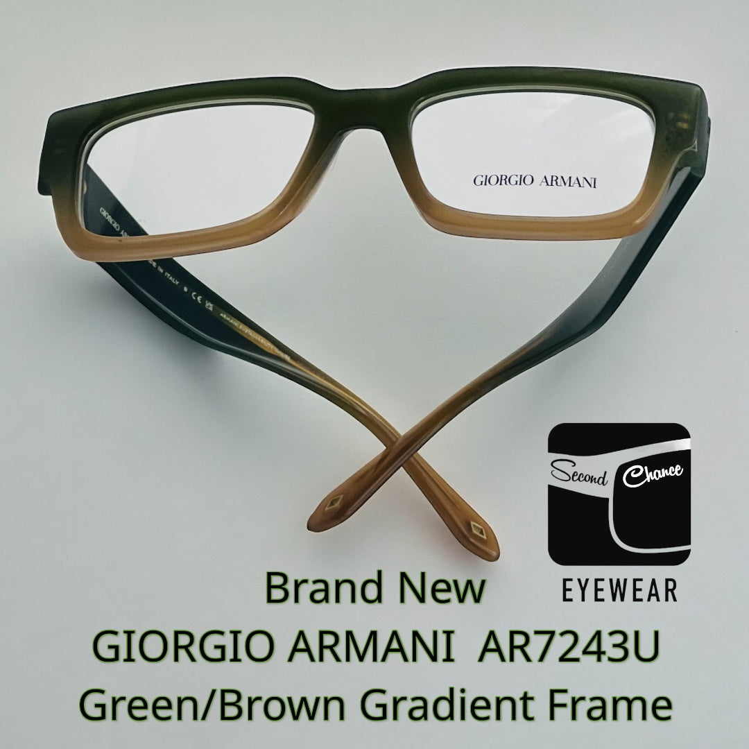 Brand New-Y2K Giorgio Armani Mens Thick Acetate Eyeglass Frames-Green/Brown Gradient