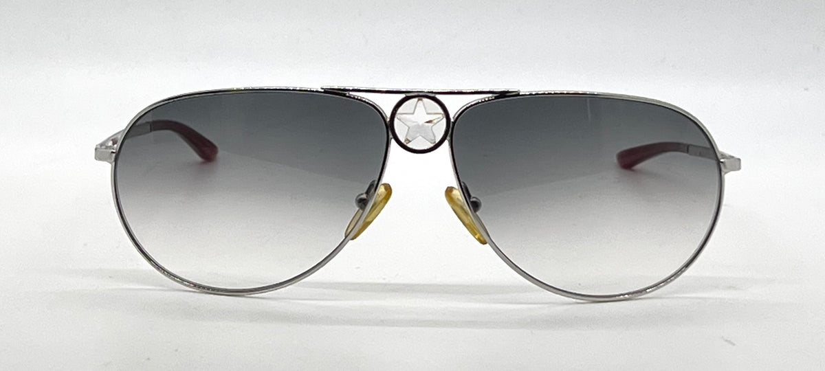 Christian Dior Hippy 1-Silver Star Aviator-Y2K Vintage Sunglasses-Unworn-Italy
