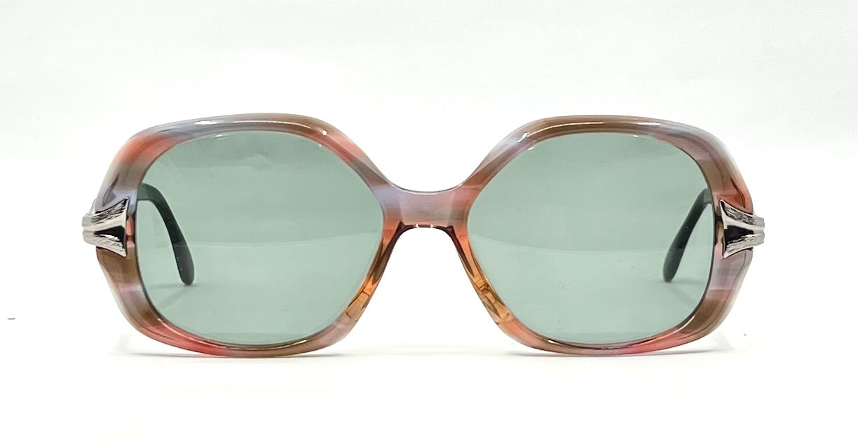 MARCOLIN AMBRA VINTAGE Oversized Sunglasses-New Solid Green Custom Lenses-Italy