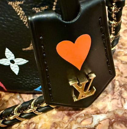 Louis Vuitton - Game On Vanity PM Black Multicolor Hearts Chain Bag Lock LV