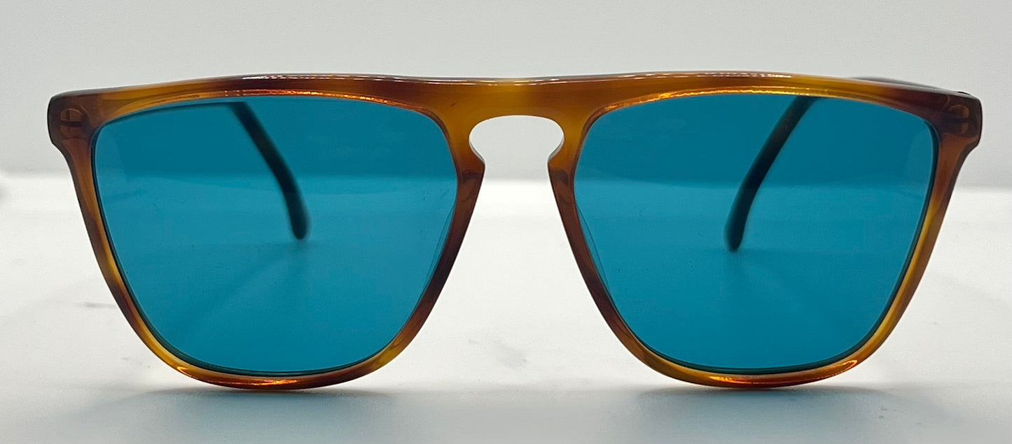 Gianni Versace 420 Vintage Sunglasses-Dark Amber Honey Frame w/New, Custom Aqua Lenses-Unworn