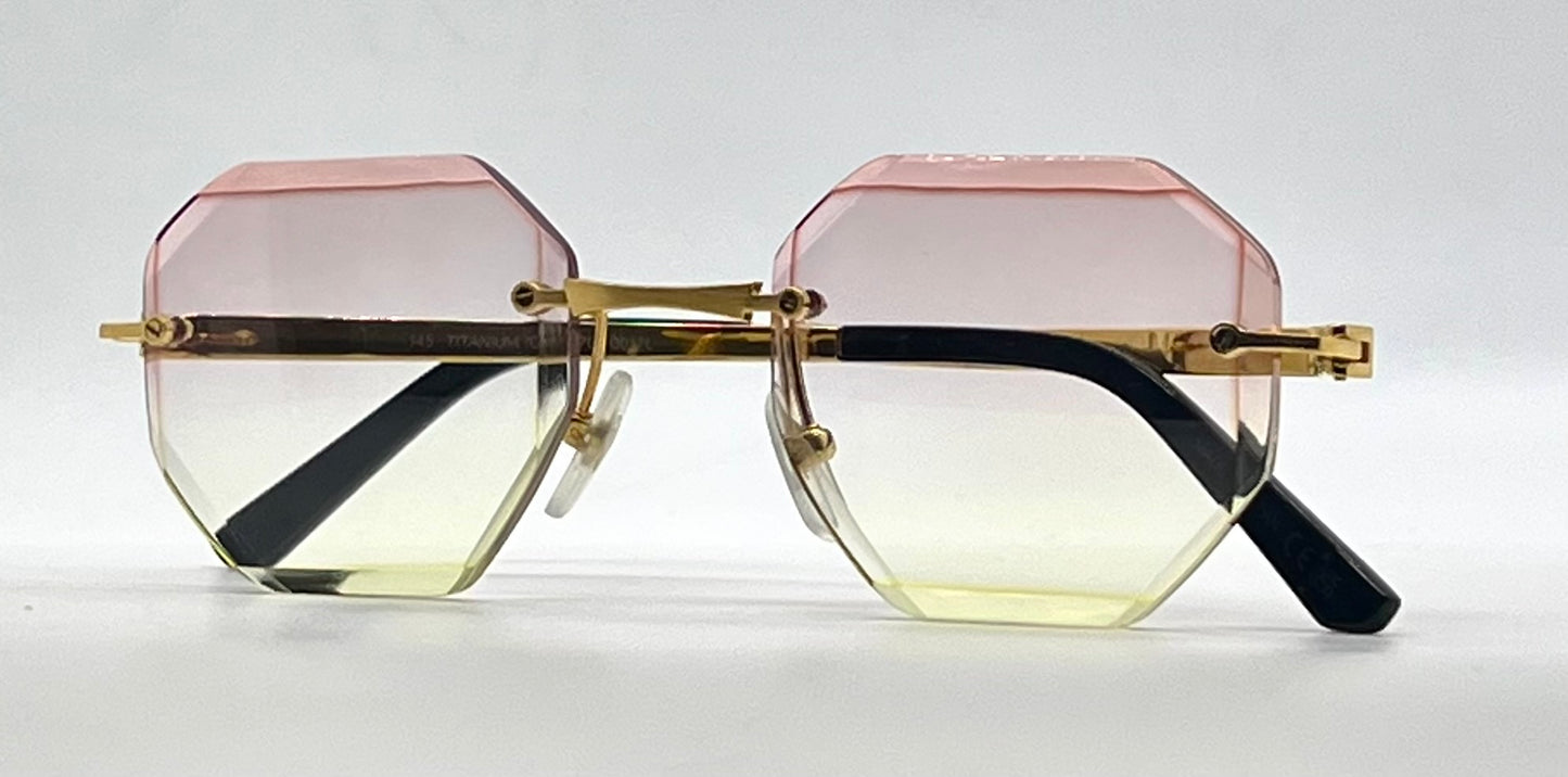 Cartier Santos CT0407O Gold Titanium-New Custom Transitions Sunglasses Full Kit
