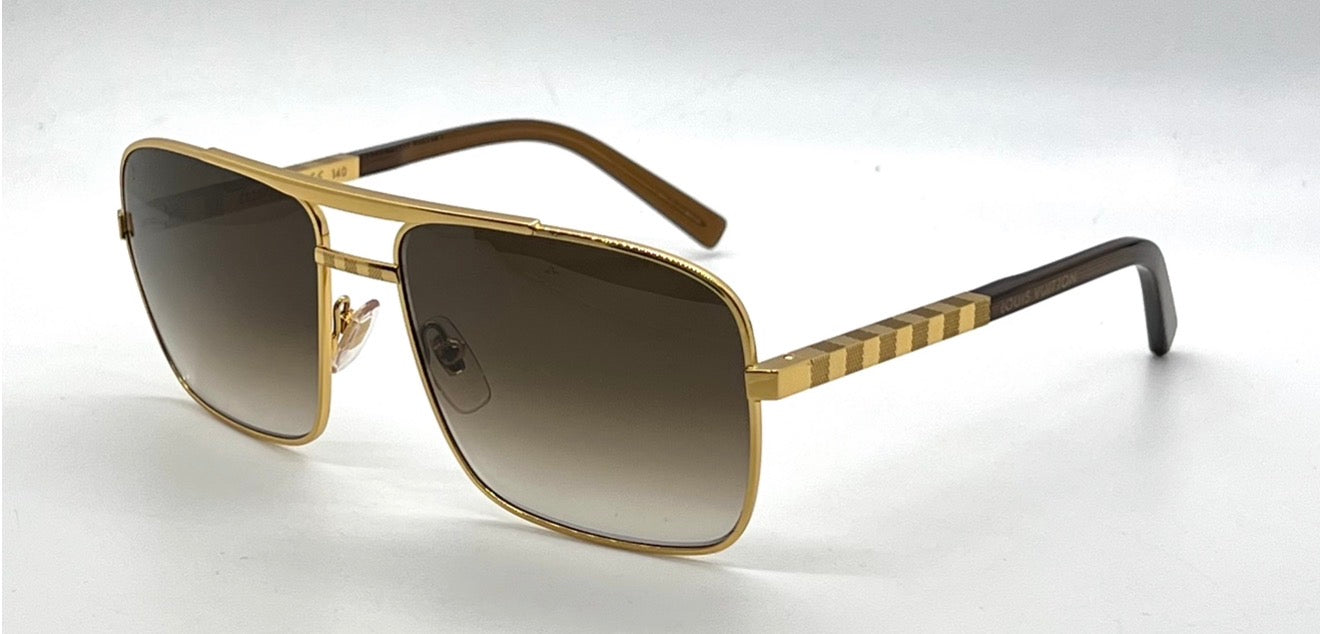 Louis Vuitton Z0259U Attitude Damier Gold Pilot Sunglasses Full Kit 59mm