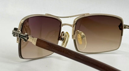 Chrome Hearts TOPPS
-Wood Temple-VINTAGE Rimless Sunglasses-Unworn Full Kit-Japan