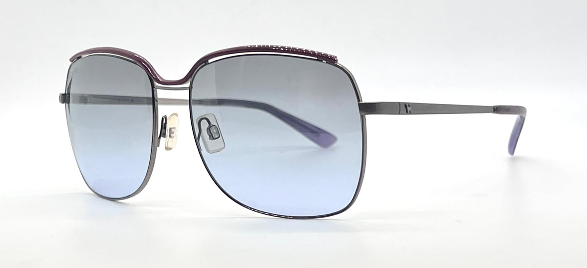 Hogan HO49 Gunmetal Purple Butterfly Sunglasses-Grey Lavender Gradient Lenses-Unworn