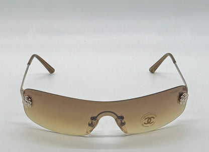 CHANEL 4086 C.125/73 Silver Shield Rimless Sunglasses – Vintage Deadstock – Made in Italy