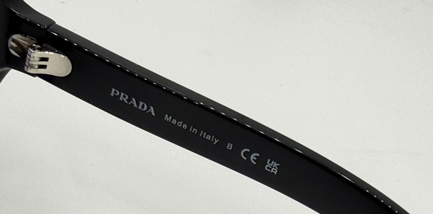 Prada SPR C05 Oversized Shield Sunglasses Black Unworn Full Kit Italy