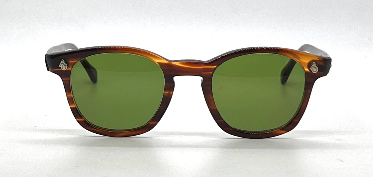American Optical Vintage Hinge Wellington Tortoise-New Custom Green Lens Sunglasses
