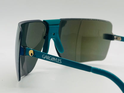 Rare Vintage GARGOYLES-Second Generation Sunglasses w/ Turquoise Nose Piece & Multi-Color Gold Mirrored Lenses