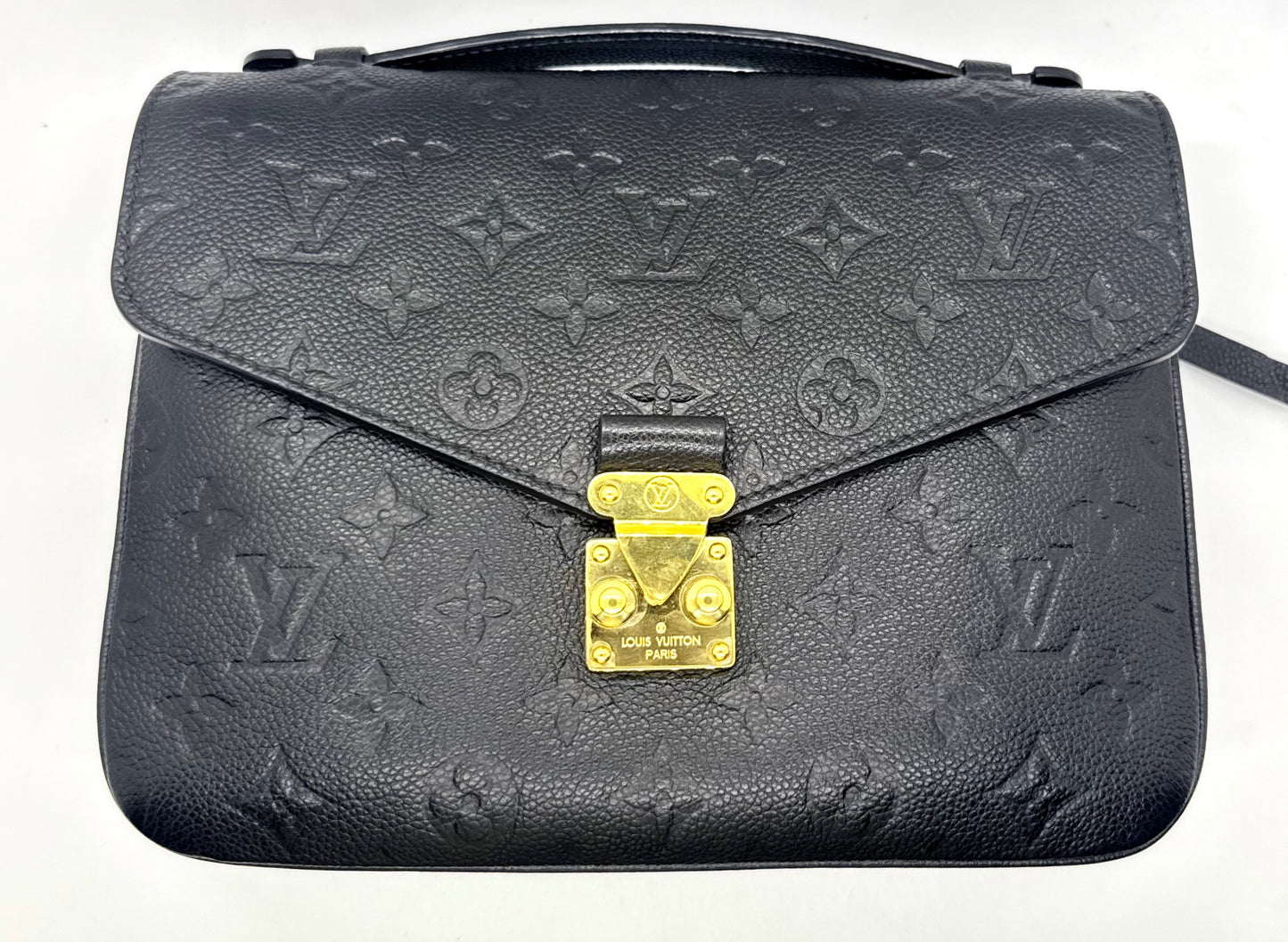Louis Vuitton Pochette Metis Empreinte-Noir Black Leather Bag-Entrupy