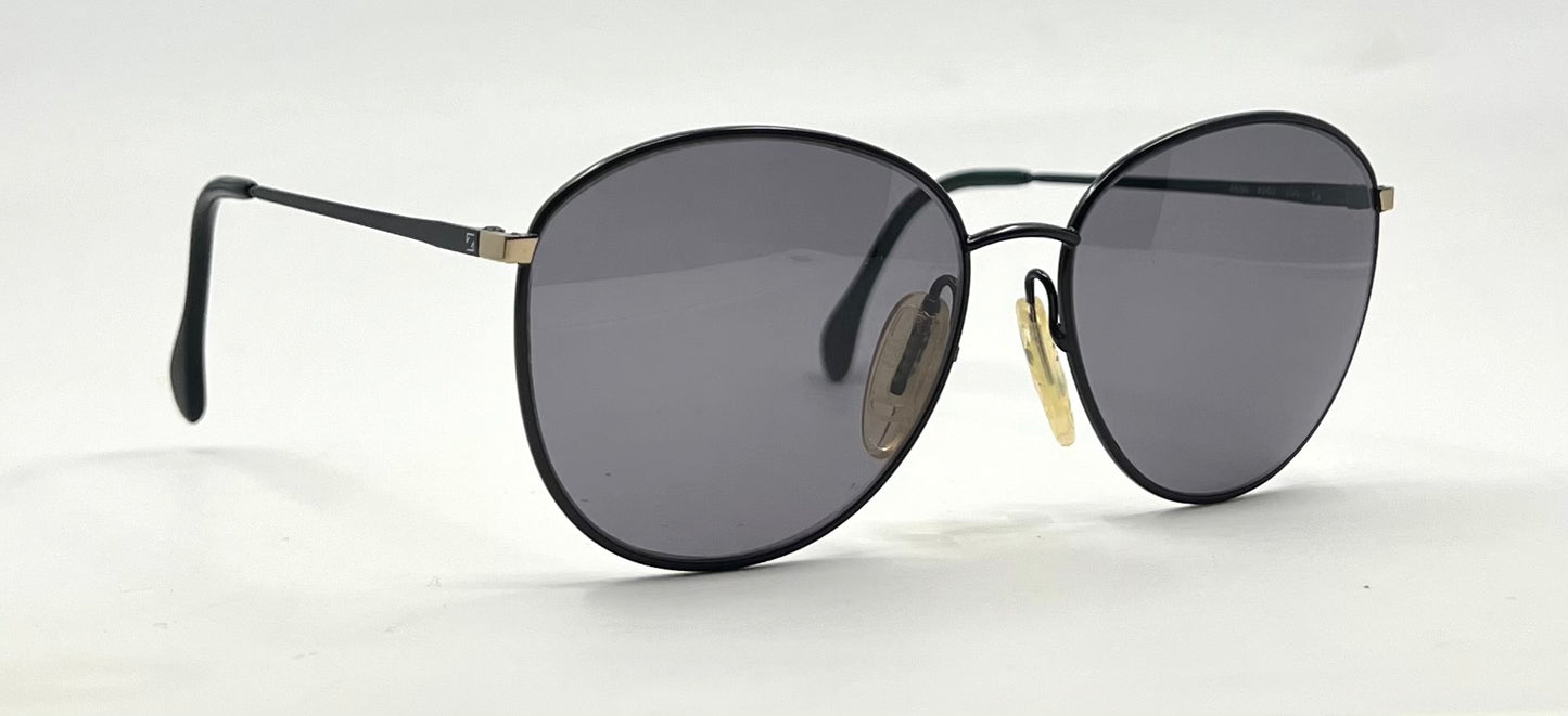 Zeiss 6595 4202 Vintage Sunglasses-New Solid Black Second Chance Custom Lenses-Unworn