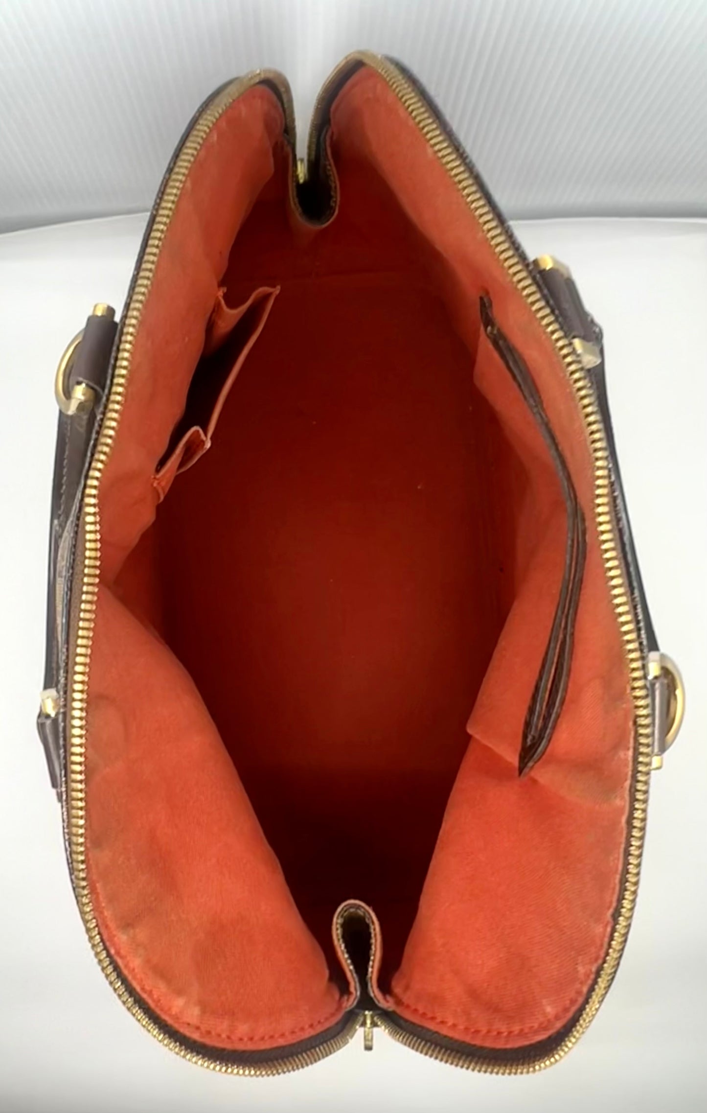 Louis Vuitton VINTAGE Alma Damier Ebene Handbag Brown Leather