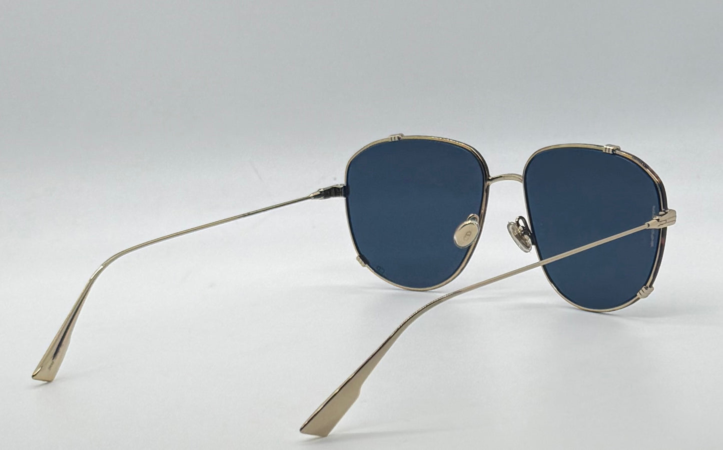 Dior 2VK49-VINTAGE Gold Metal Sunglasses-Blue Lenses 58-15-145 Unworn-Full Kit