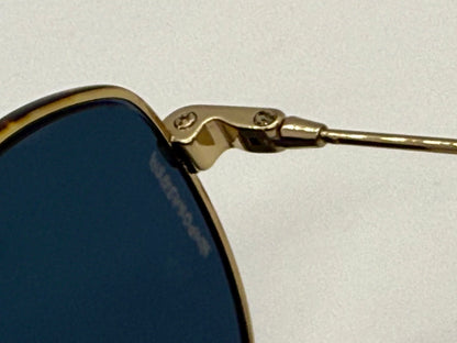 Dior 2VK49-VINTAGE Gold Metal Sunglasses-Blue Lenses 58-15-145 Unworn-Full Kit