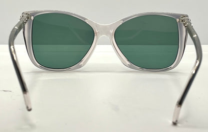 YSL SL 611 VINTAGE Sunglasses-Clear Grey w/New Green Custom Lenses-54mm-NOS