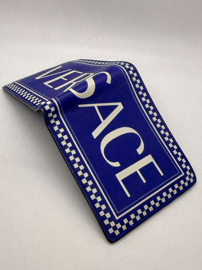Versace Blue & White Logo Bifold Wallet-Made in Italy-Authentic