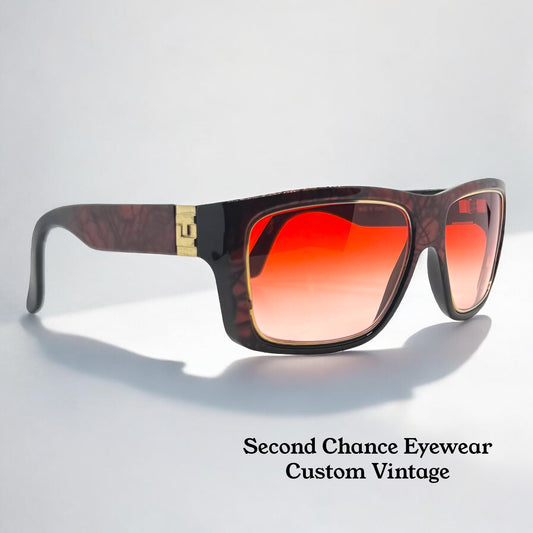 TED LAPIDUS PARIS TL 1996 VINTAGE SUNGLASSES-NEW CUSTOM GRADIENT CHERRY SUNSET LENSES