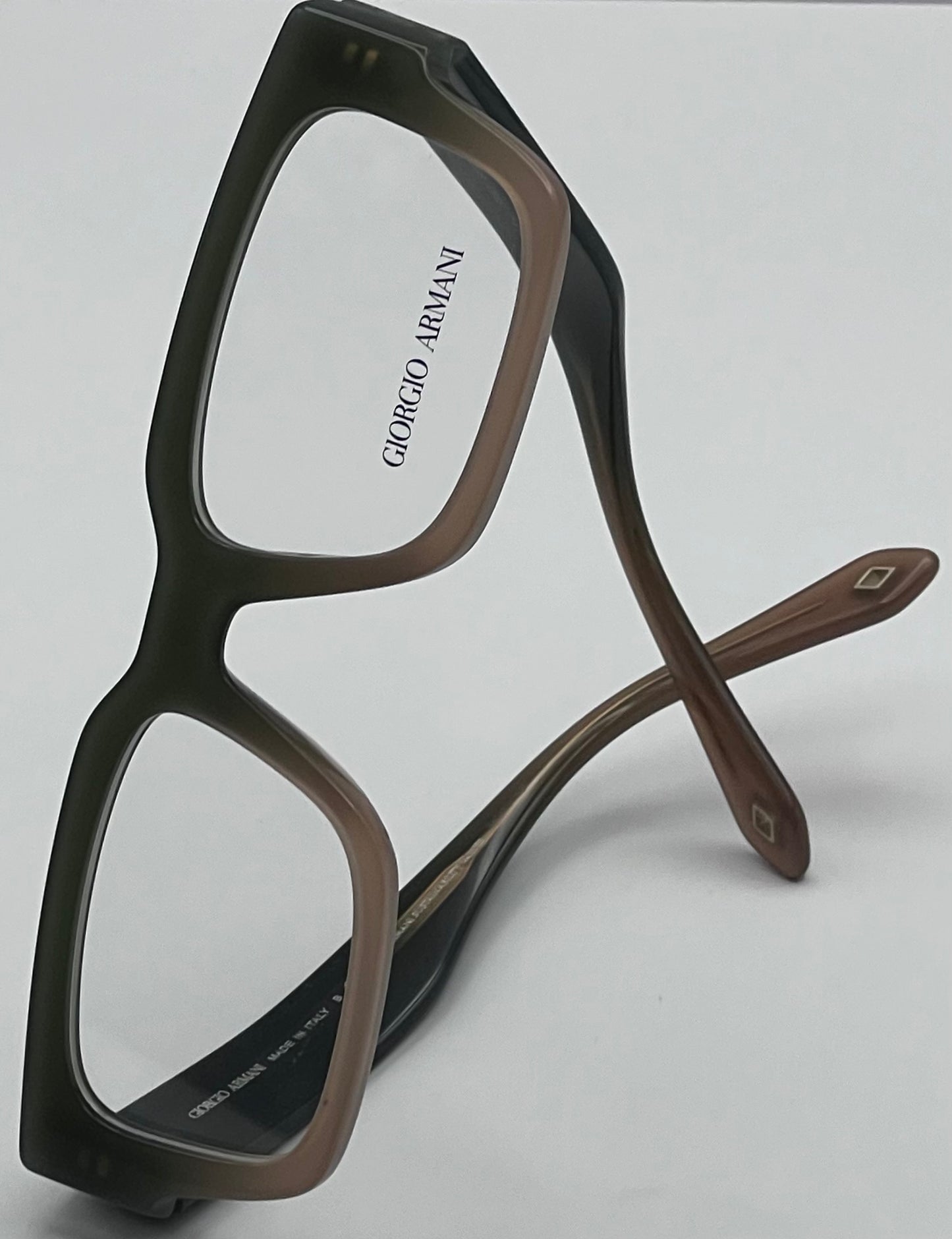 Brand New-Y2K Giorgio Armani Mens Thick Acetate Eyeglass Frames-Green/Brown Gradient