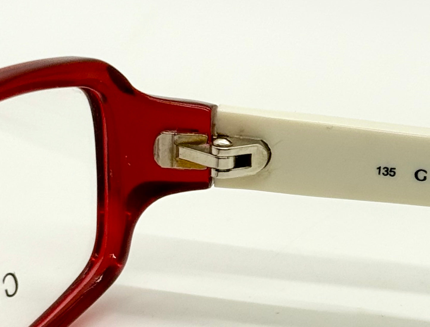 Gucci Gg 2568 Pr6 Red & Ivory Rectangular Eyeglasses-Vintage|Deadstock-Italy
