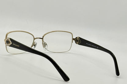 BVLGARI BB2157-B 376 Optical Frames Half Rim Gold Black Italy 55-17-135 w/ Case