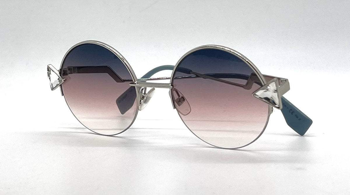Fendi FF 0243/S RAINBOW Crystal Round Sunglasses Blue Pink Gradient Unworn Italy