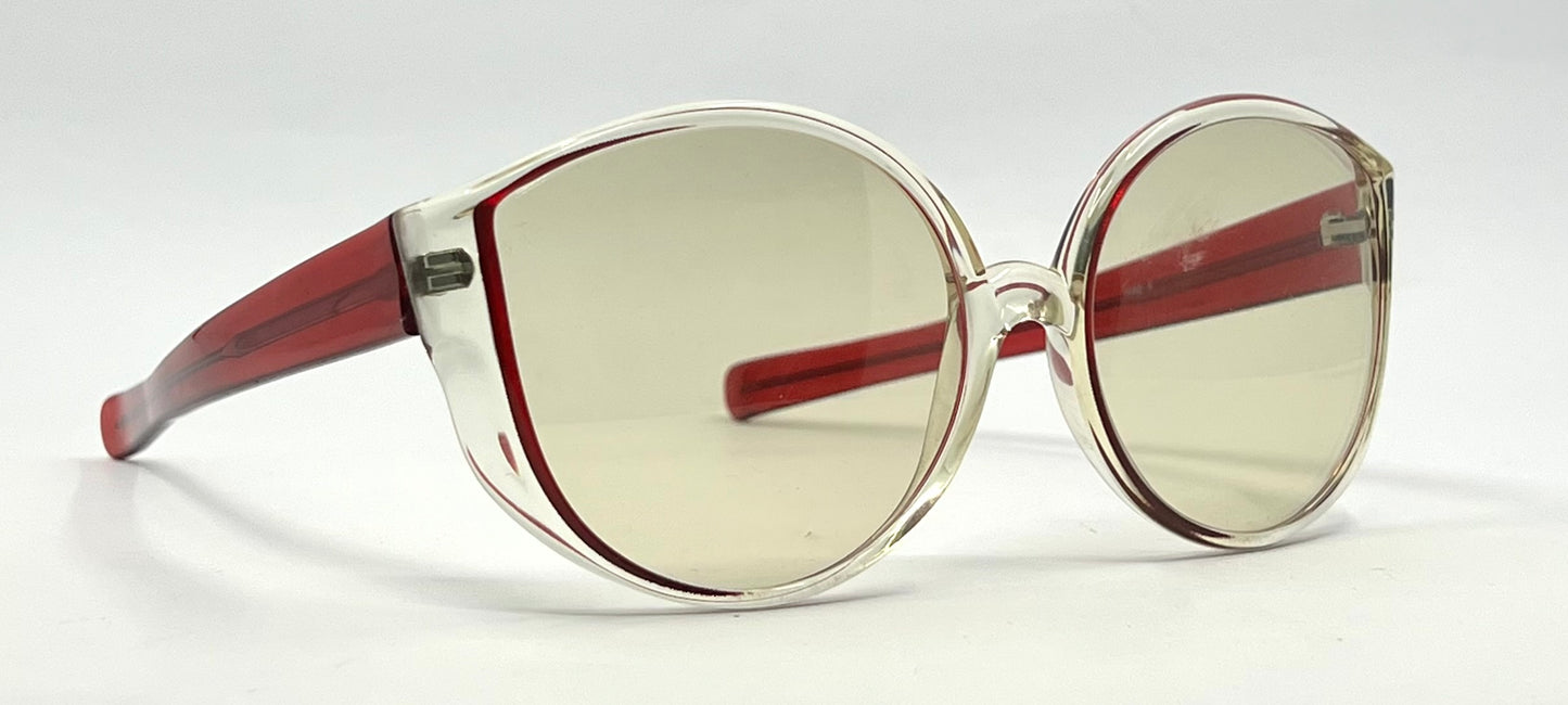 Luxottica Clear Red VINTAGE Sunglasses Unworn-w/New Custom Day/Night Lenses