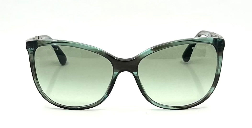 CHANEL 5352-Green Cat Eye VINTAGE Sunglasses-UNWORN-Italy-59mm