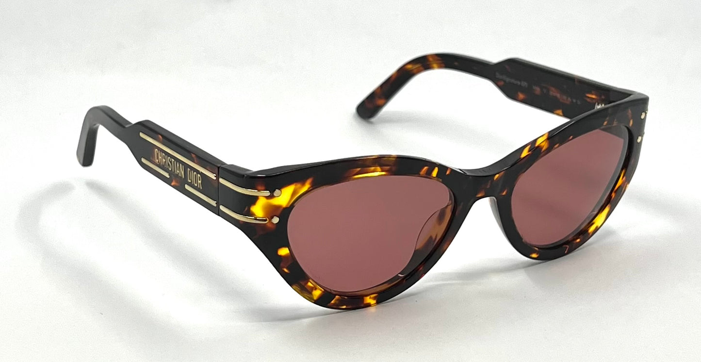 Christian Dior Dior Signature B7I Havana Tortoise Cat Eye Sunglasses Italy