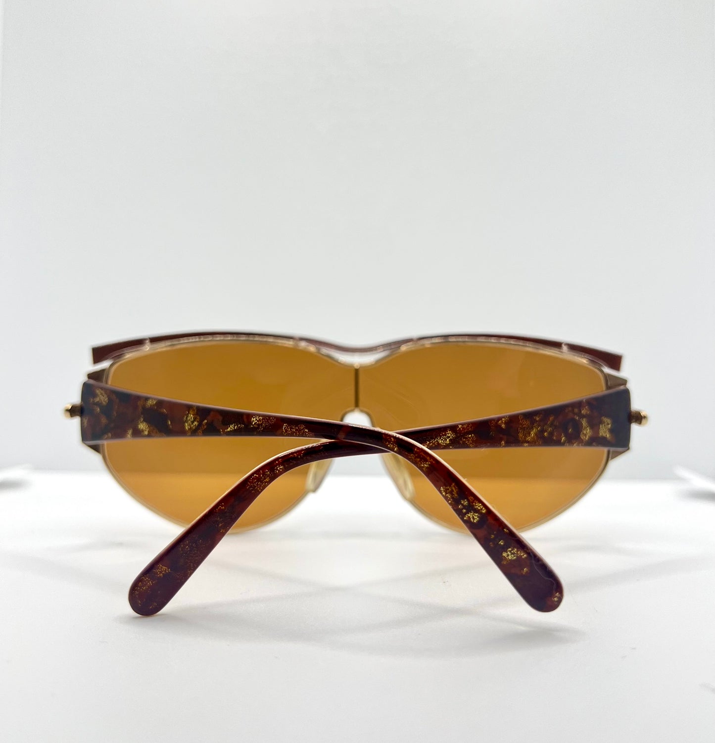 NINA RICCI NR3017 C.321 0166 Vintage Shield Sunglasses-Gold/Brown-Deadstock
