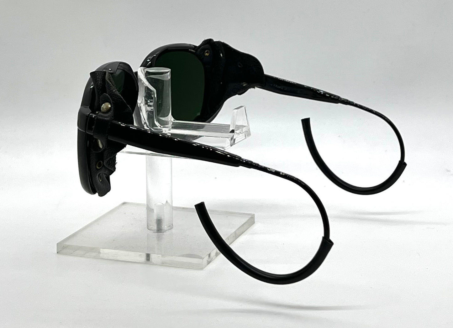 Japan Glacier Vintage Sunglasses-Deadstock Glass Lens Leather Side Shields