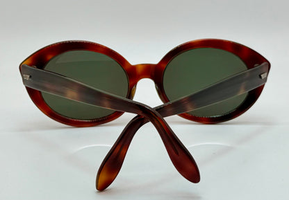 Vintage SRO U.S.A. 5 3/4 - Tortoise Panto Sunglasses with Brand New, Custom Berko's Designs Evergreen Lenses