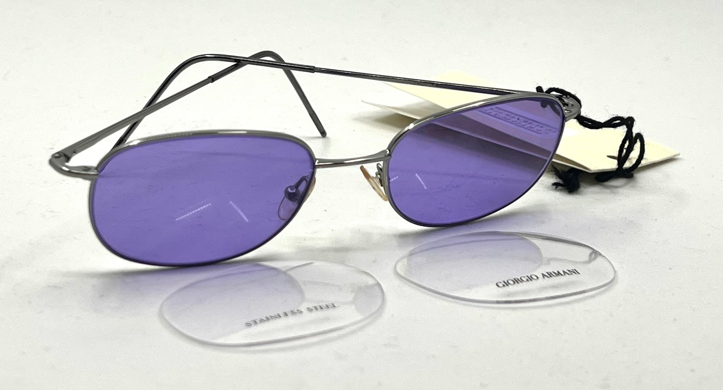 Giorgio Armani GA 22 6LB Y2k Vintage Sunglasses-New Solid Purple Custom Lenses