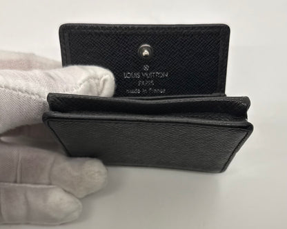 Louis Vuitton Taiga Coin Purse Black Snap VINTAGE Wallet-France