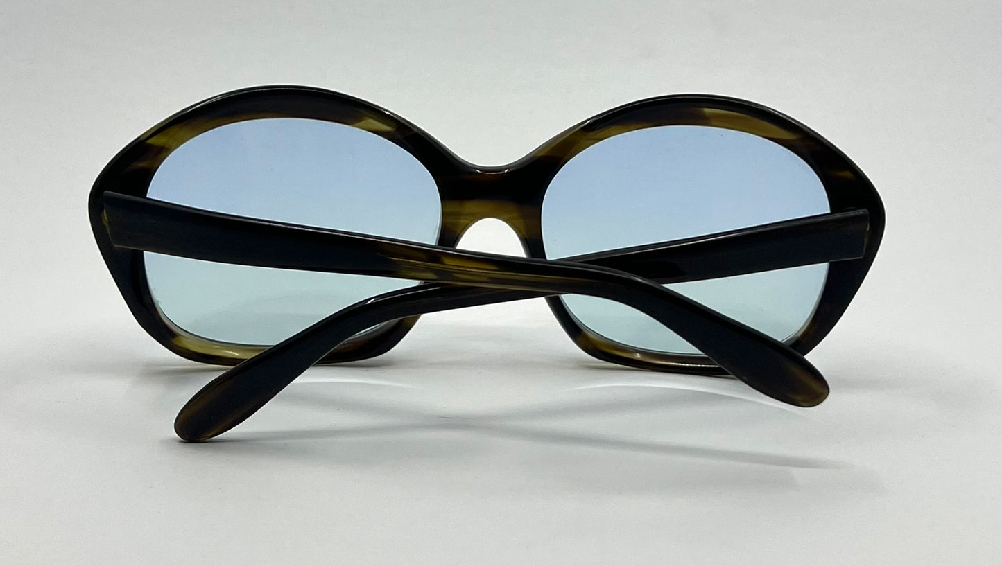 Fiorucci Oversized Vintage Sunglasses w/New Solid Sky Blue Day/Night Custom Tinted Lenses