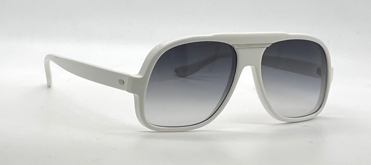 SRO VINTAGE Optical White Oversized Aviator Sunglasses-New Gray Gradient Lens-USA