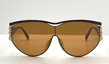 NINA RICCI NR3017 C.321 0166 Vintage Shield Sunglasses-Gold/Brown-Deadstock