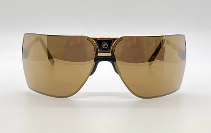 VINTAGE 1980s GARGOYLES USA-22K Gold Plated Mirrored Sunglasses 85mm w/Original case