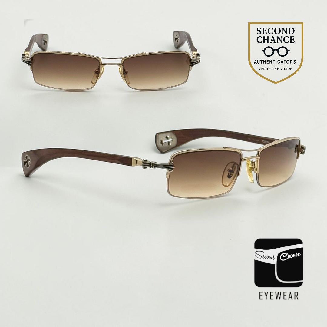 Chrome Hearts TOPPS
-Wood Temple-VINTAGE Rimless Sunglasses-Unworn Full Kit-Japan