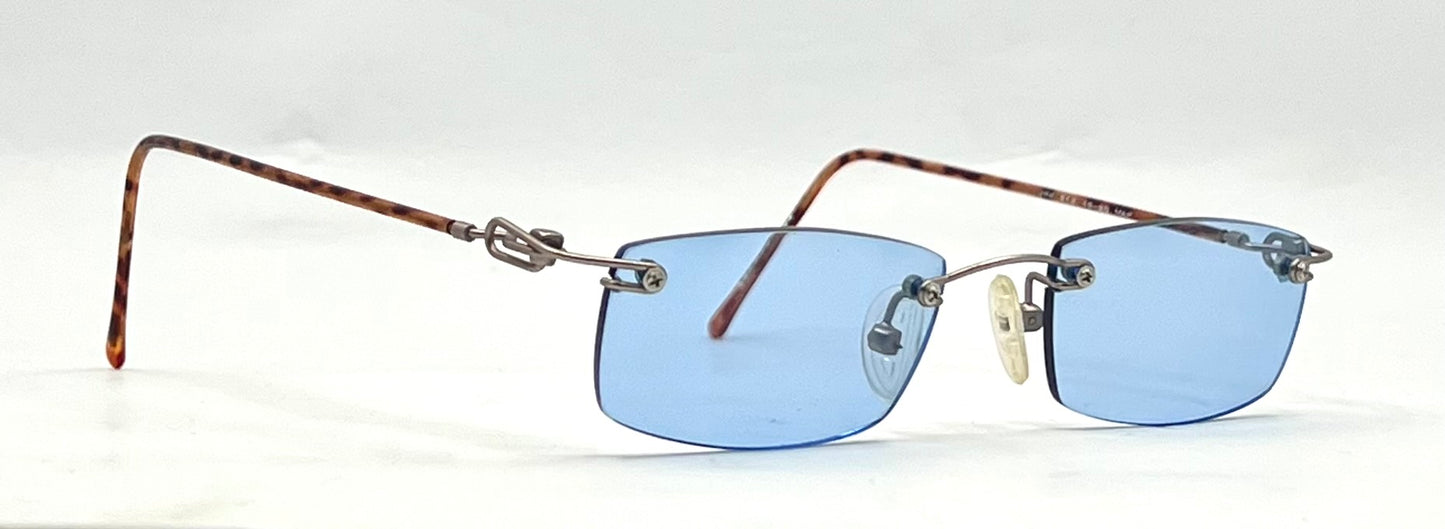 JBK 21.2 VINTAGE Rimless “Italian Design” Sunglasses – Light Blue Solid Lens-Unworn-45mm