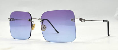 Masters 543 Rimless Gradient Sunglasses – Purple to Blue Lens – G/MET – Unworn