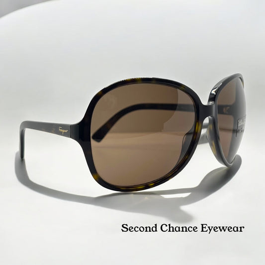 Salvatore Ferragamo 2178 102/73 Tortoise Brown 63mm Sunglasses Italy NOS