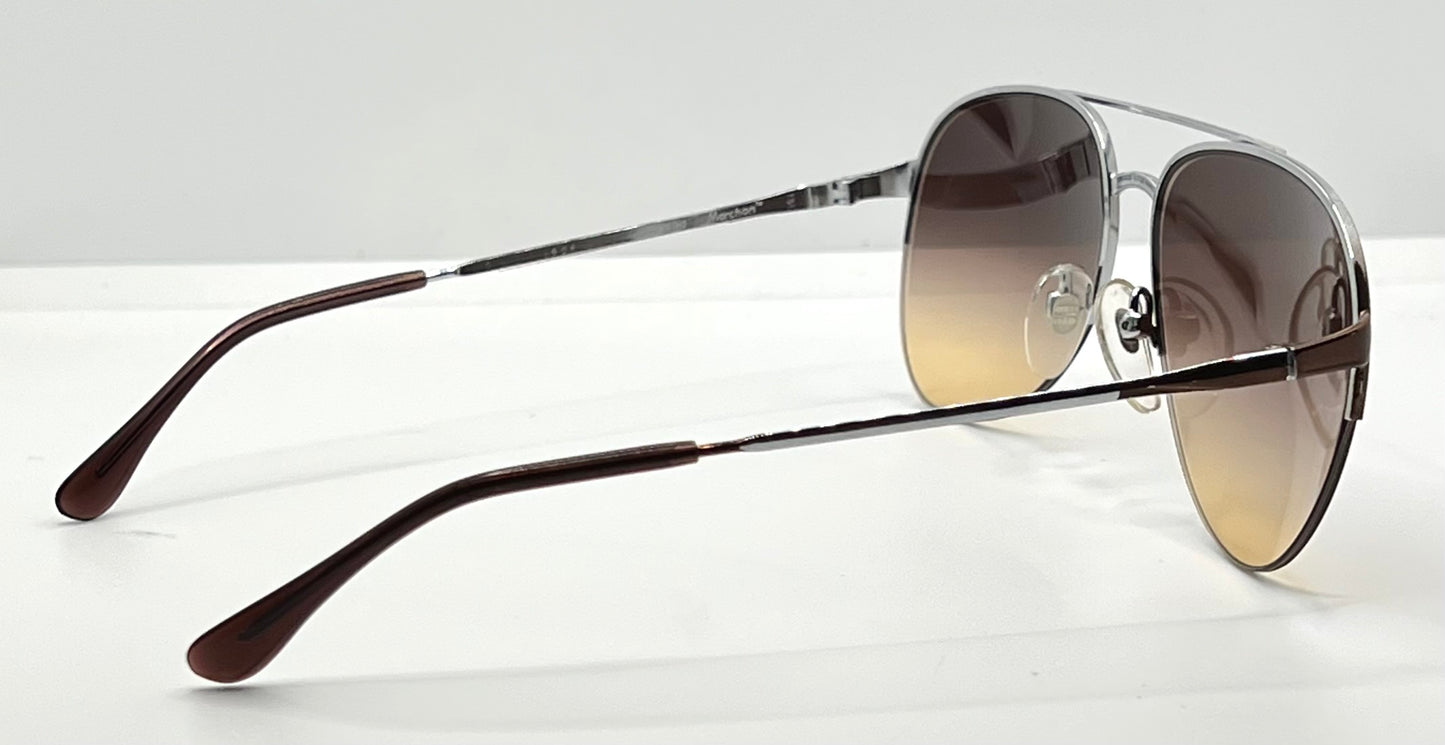 Marchon Marcolin 908/H2 Half-Rim Sunglasses w/New Custom Tobacco Gradient Tinted Lenses