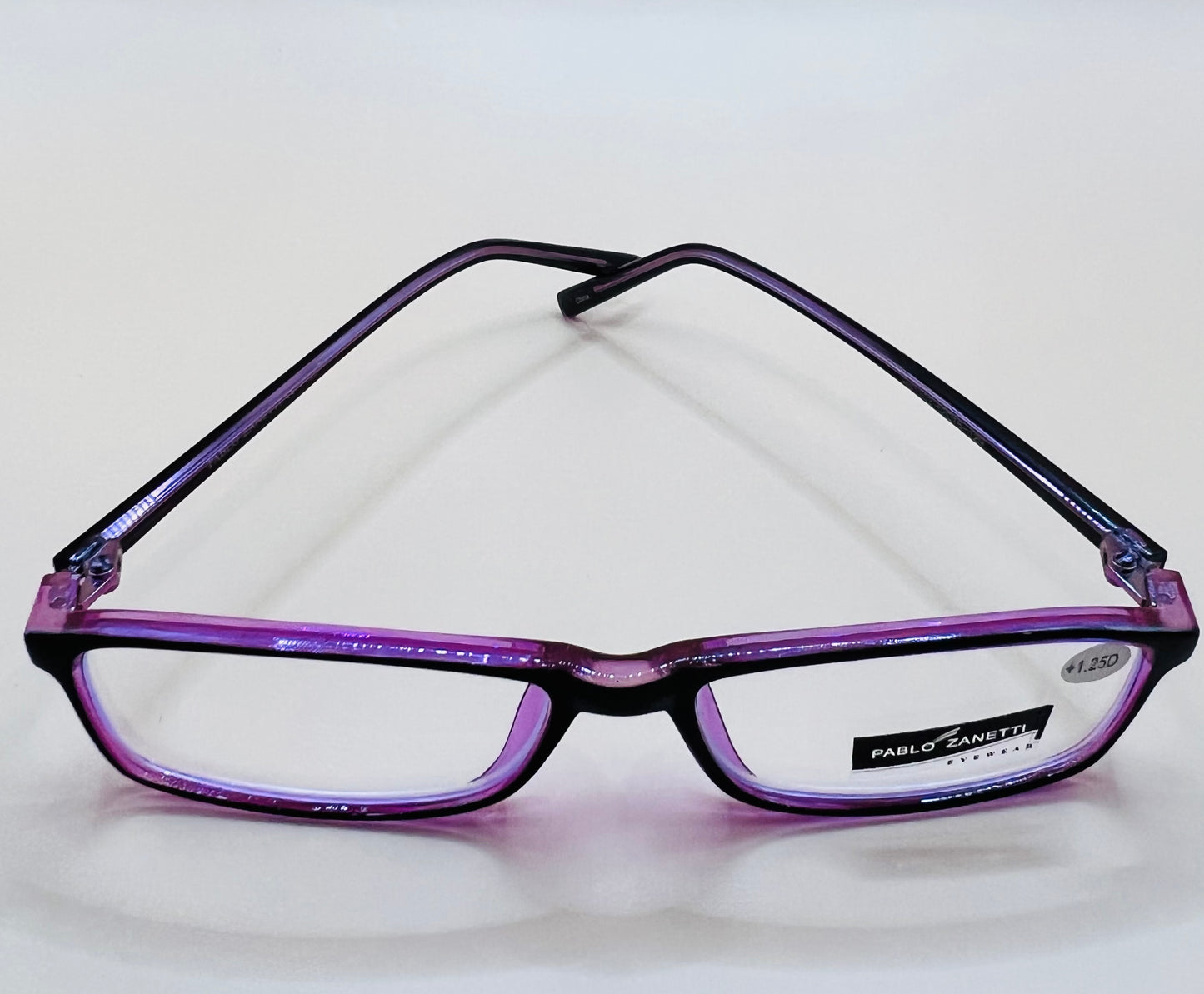 PABLO ZANETTI  GEOMETRIC NARROW READERS.  COMES IN THREE VIBRANT COLORS & VARIOUS MAGNIFICATION