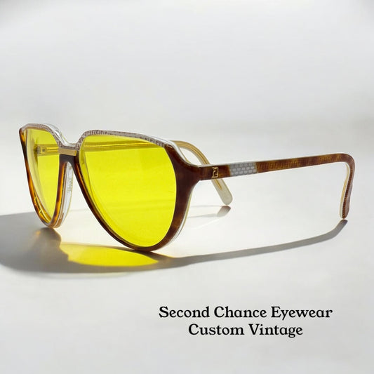 Fendi by Lozza FV48 Vintage Sunglasses w/New, Custom Yellow Day/Night Tint Lenses
